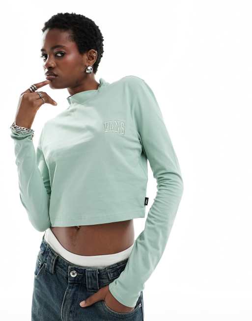 Vans - Crop top à manches longues et col cheminée - Vert clair