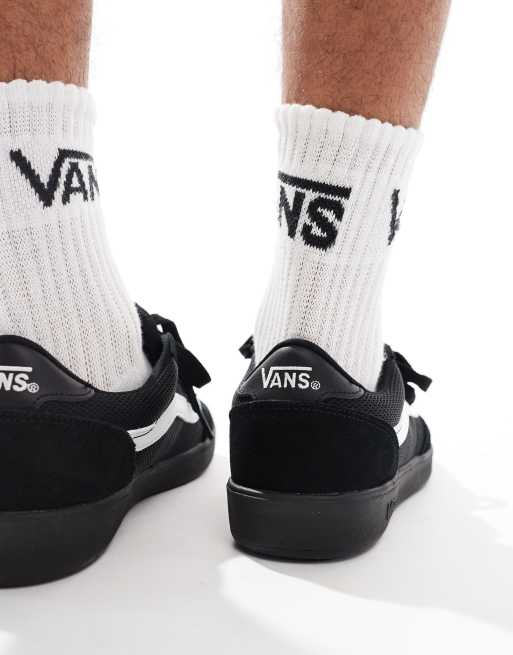 Vans all white shop with black stripe