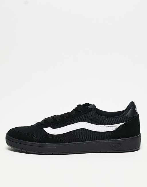 All black vans with white stripe sale