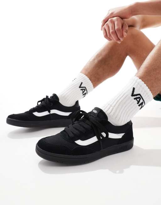 Vans Cruze trainers in black with white side stripe