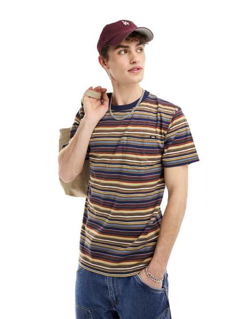 Vans - Cullen - T-shirt marrone e blu multicolore a righe