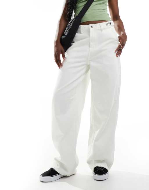 Vans curbside baggy trousers in off white