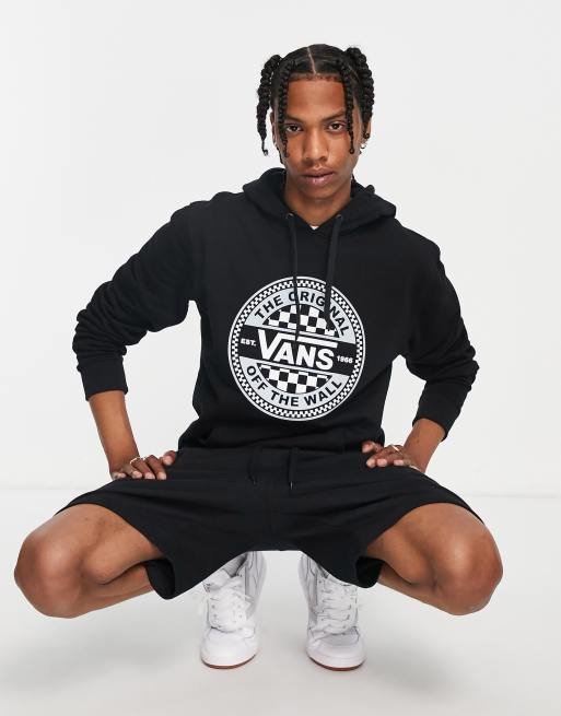 Vans – Czarna bluza z kapturem z grafiką w szachownicę