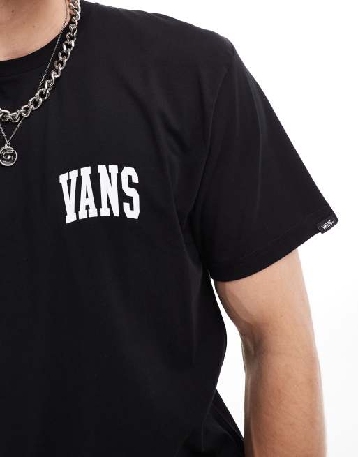 Vans – Czarny T-shirt z krótkim rękawem i małym logo w uczelnianym stylu, 3 z 4