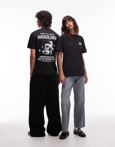 Vans – Czarny T-shirt z nadrukiem „Chaos“ na plecach - view 1