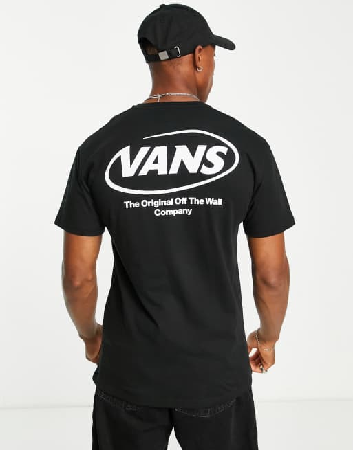 Vans – Czarny T-shirt z wyrazistym logo na plecach