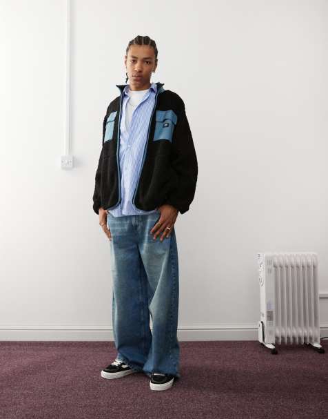 Vans - Debrusk - Giacca in pile oversize nera e blu - view 1
