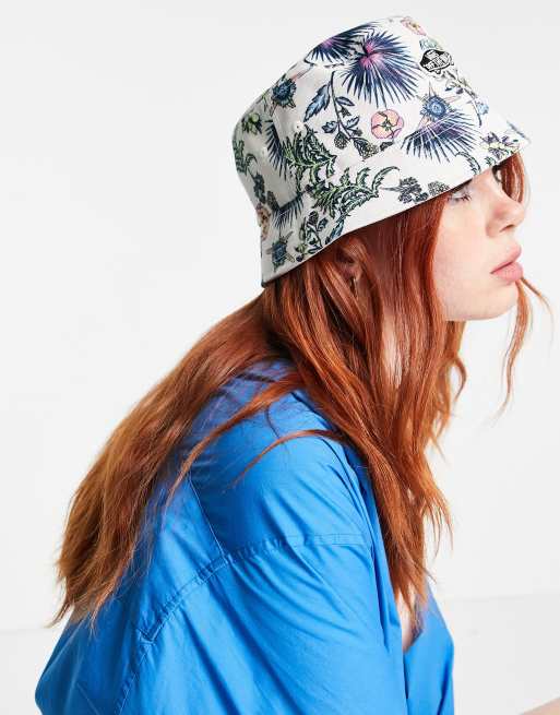 Tropical print store bucket hat