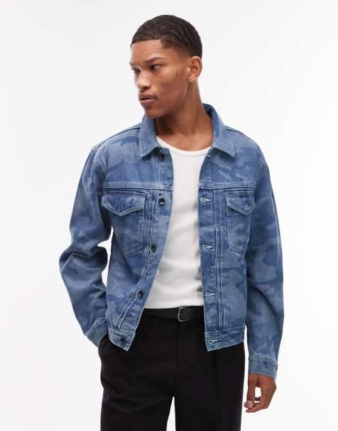 Vans denim trucker jacket in blue camo - view 1
