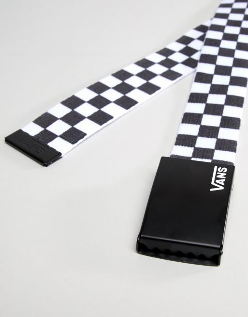 Vans Deppster II checkerboard web belt in black and white ASOS