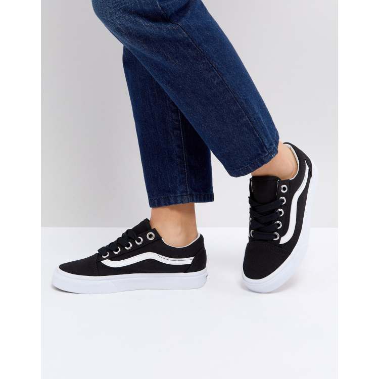 Blue vans black on sale laces