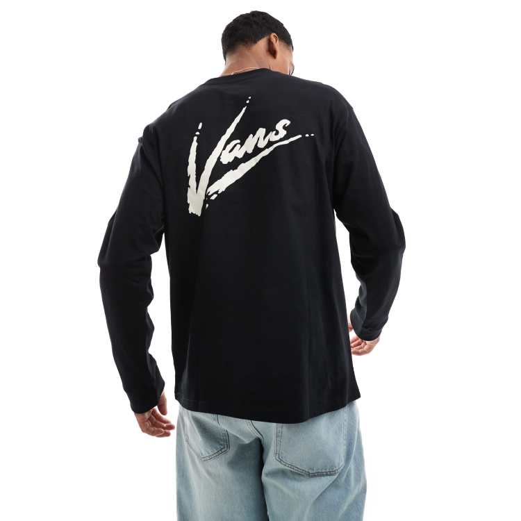 Vans – Dettori – Langärmliges Shirt in Schwarz/Marshmallow mit