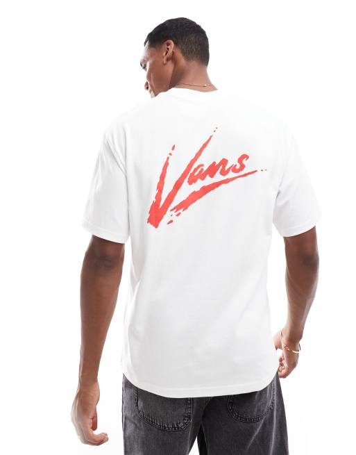Vans Dettori loose t shirt in white racing red