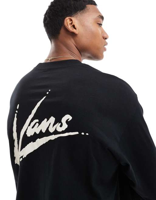 Vans Dettori Maglietta a maniche lunghe nera e color marshmallow vestibilita ampia ASOS