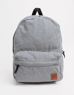 vans black and white striped backpack