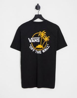 Vans dl palm back print t-shirt in black