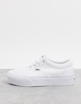 white canvas platform trainers