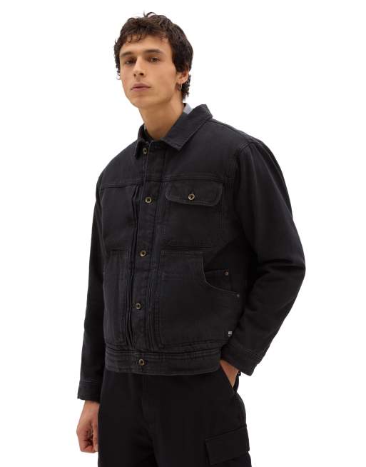 Vans – Donato – Jeansjacke in Grau mit Teddyfutter