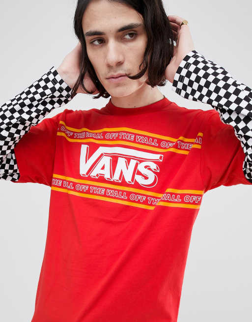 Red checkerboard vans store shirt