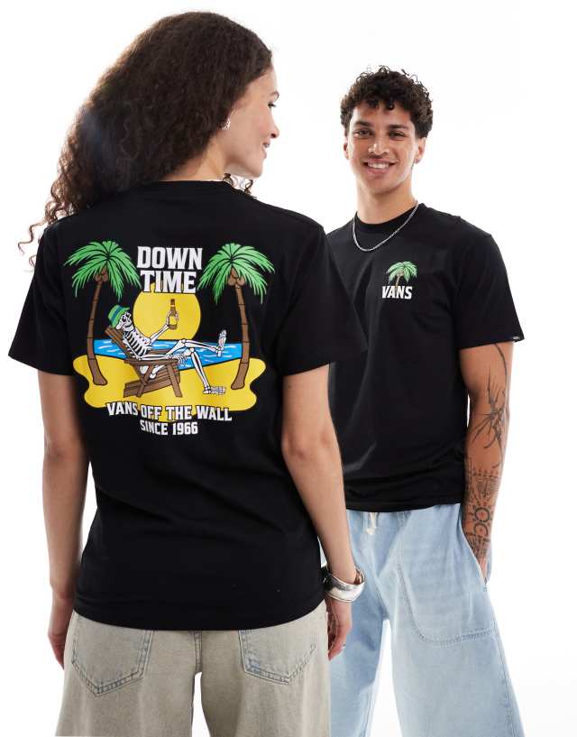 Vans - down time back print t-shirt in black