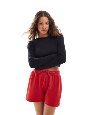 Vans Vans drew ribbed long sleeve top in black
