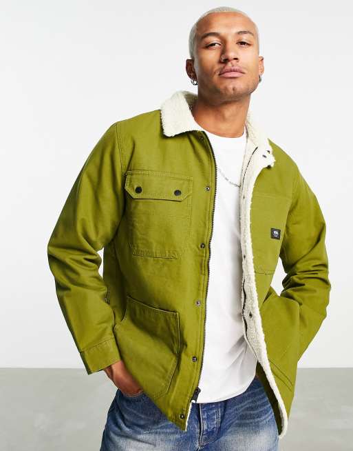 Vans Drill Chore borg collar coach jacket in khaki | ASOS