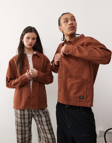 Vans drill chore canvas jacket in brown - view 1