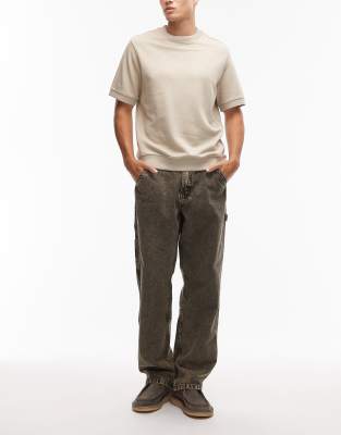 Vans Vans drill chore carpenter loose fit acid wash trousers in green