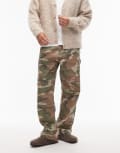 [Vans] Vans drill chore carpenter loose fit pants in washed green camo W33 GREEN