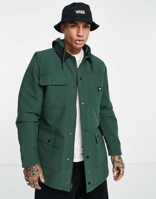 Vans Drill Chore hooded coat in green | ASOS