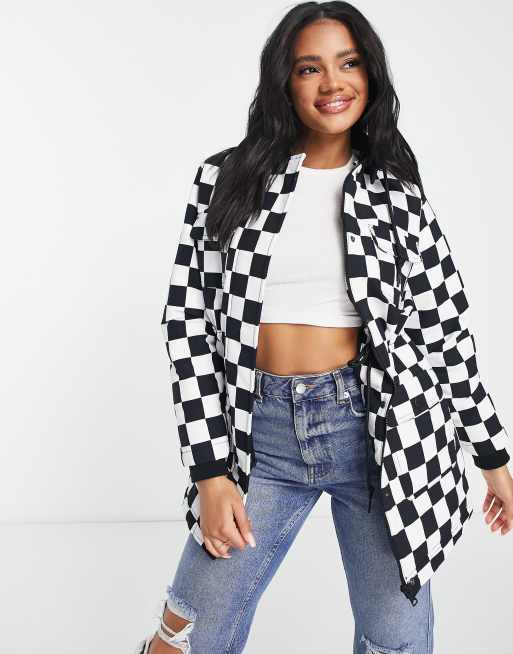 Vans Drill Chore II jacket in black checkerboard | ASOS