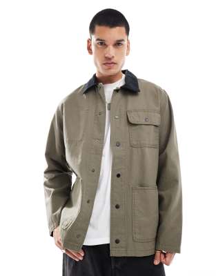 Vans drill chore jacket in mid brown with black collar