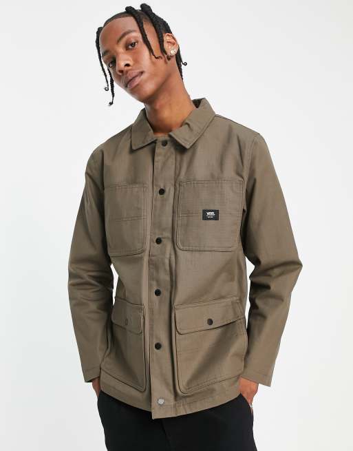 Vans drill chore jacket lined in brown | ASOS