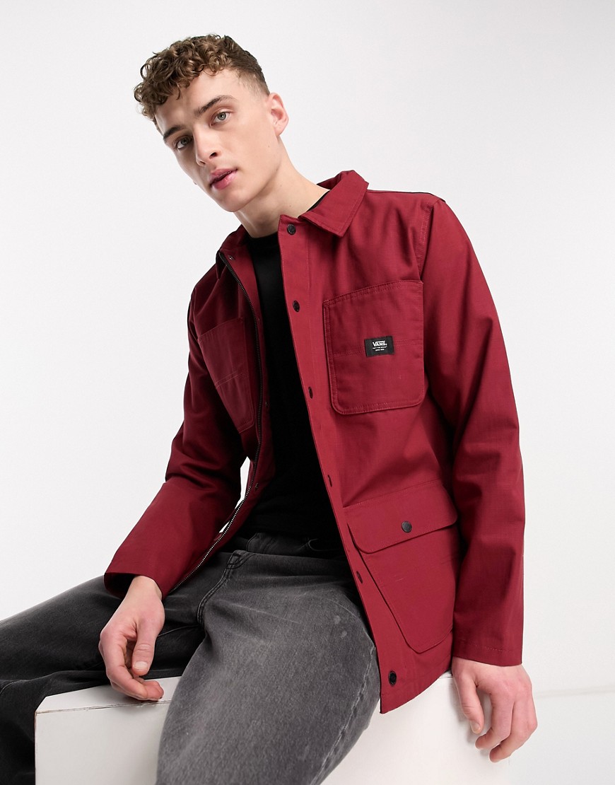 Vans drill chore lined jacket in burgundy-Red