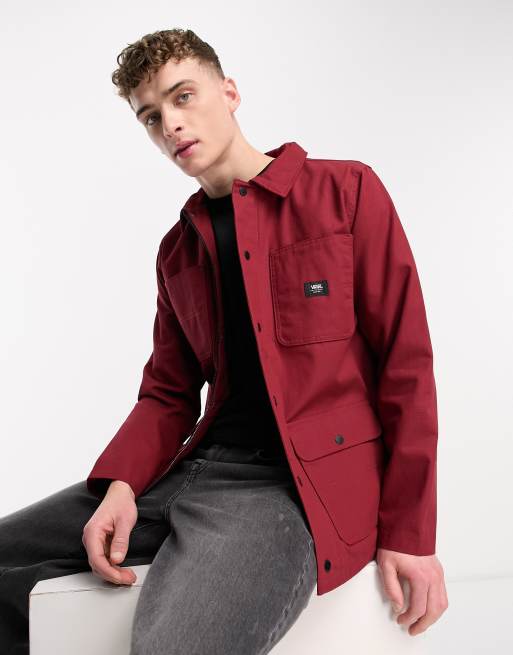 Vans drill chore lined jacket in burgundy | ASOS