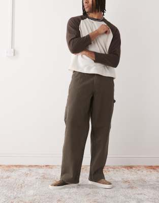 Vans Vans drill chore loose fit denim carpenter trousers in dark brown