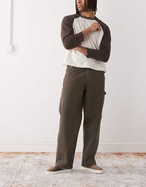Vans drill chore loose fit denim carpenter trousers in dark brown - view 1