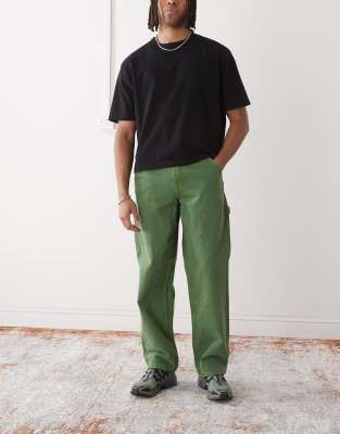 Vans Vans drill chore loose fit denim carpenter trousers in green