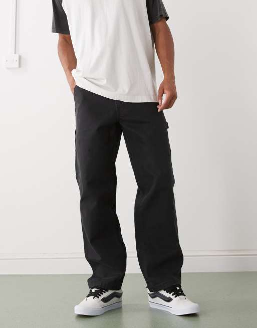 Vans - Drill Chore - Losse timmermansbroek in zwart met vintage wassing
