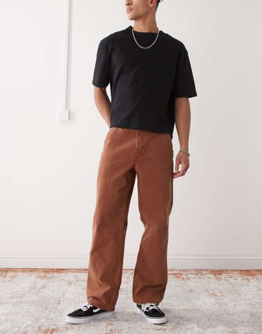 Vans - Drill Chore - Losvallende carpenter broek in bruin met vintage wassing