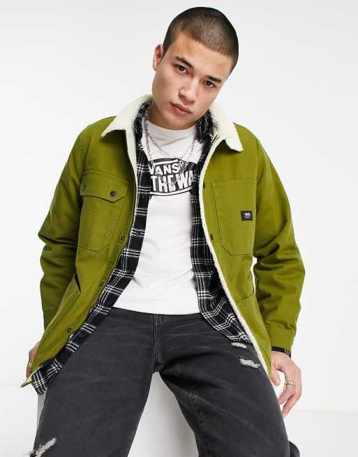 Vans Drill Chore sherpa jacket in green | ASOS