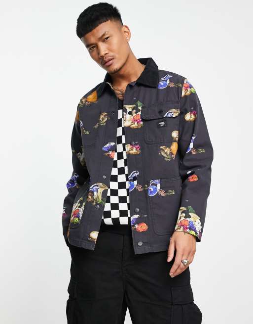 Vans Drill Chore Still Life printed coach jacket in black ASOS
