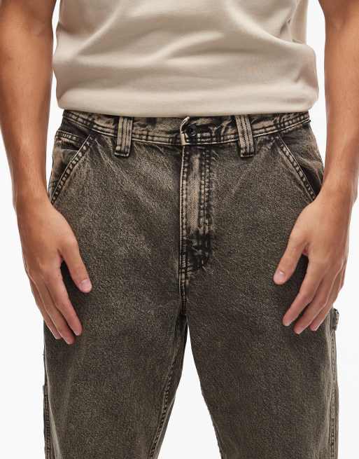 Vans - Drill chore - Timmermansbroek met losse pasvorm en acid wash in groen, 4 van 5