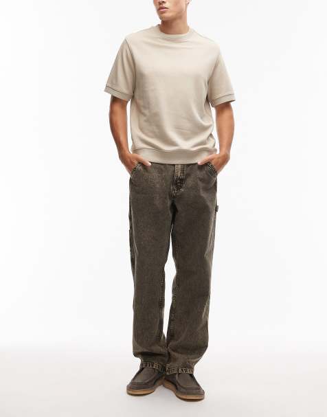 Vans drill chore carpenter loose fit acid wash trousers in green