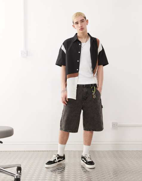 Vans - Drill - Vaskede sorte løstsiddende arbejdsshorts i denim - view 1