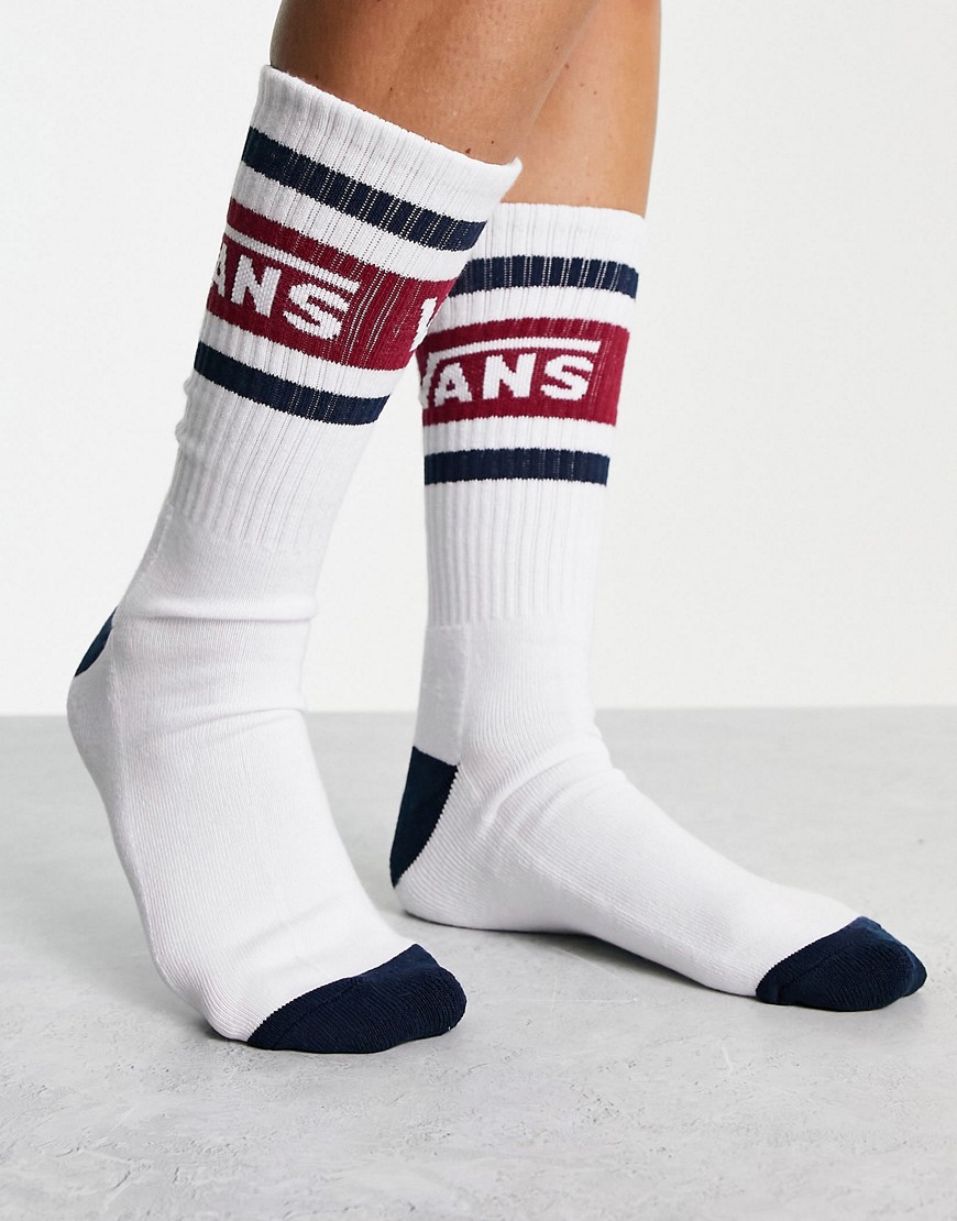 Vans Drop V crew socks in red and white