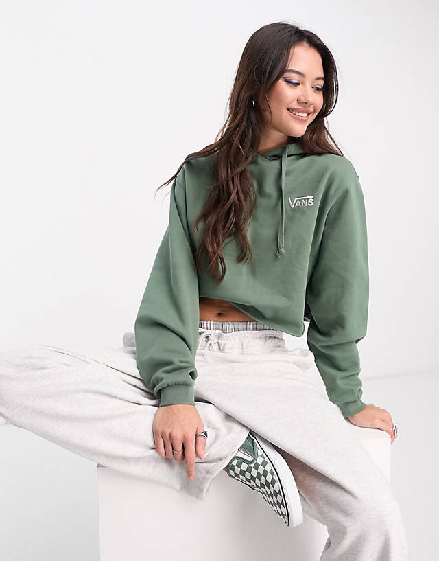 Vans - drop v crop full zip hoodie in green exclusive at asos