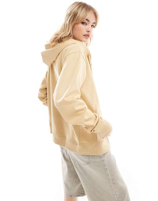 Vans Drop V crop full zip hoodie in pink Exclusive at ASOS | ASOS