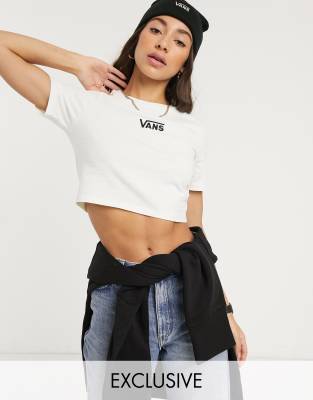 Vans Drop V cropped t-shirt in cream 