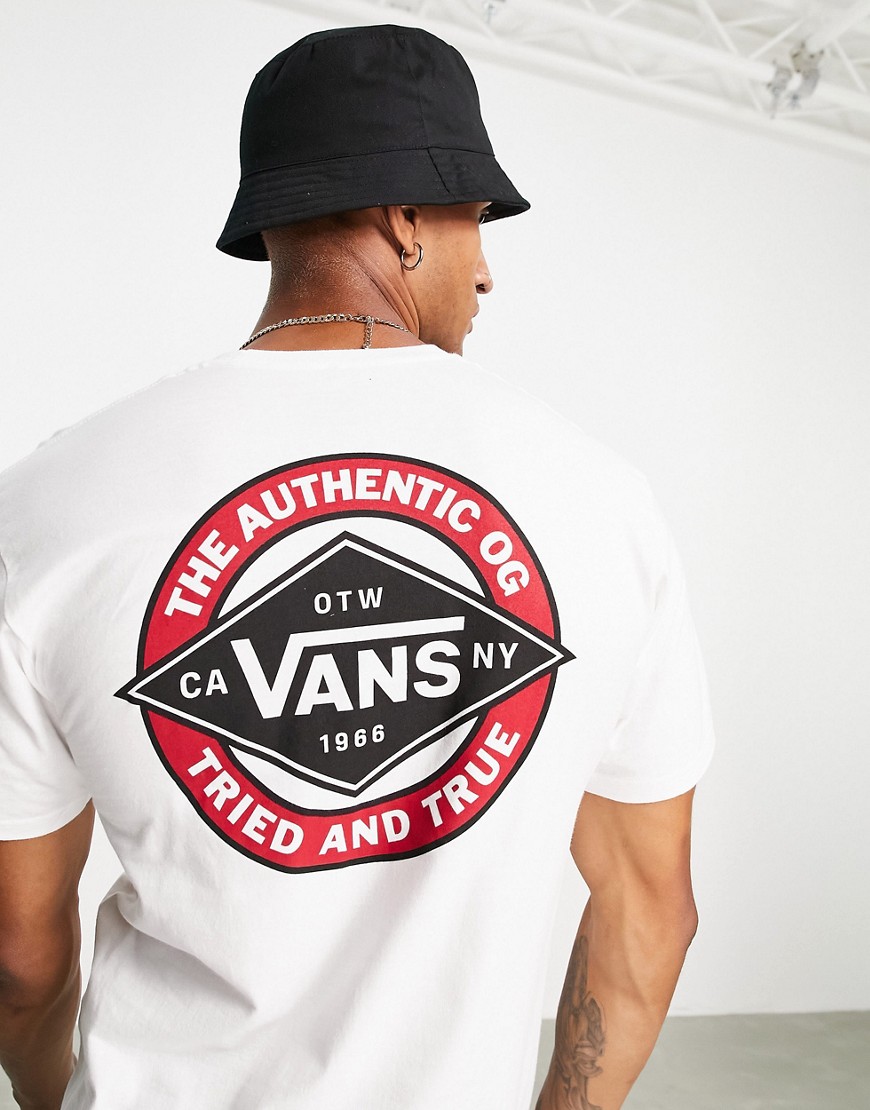 Vans Drop V Diamond Classic back print t-shirt in white